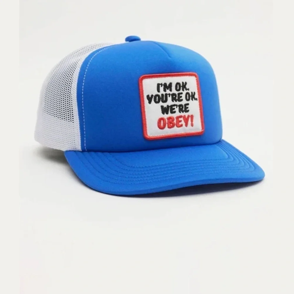 NWOT Obey Okay Blue Trucker Hat